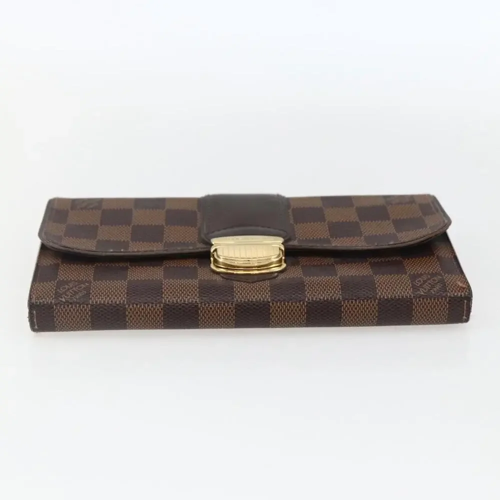 Louis Vuitton Damier Ebene Portefeuille Sistina Long Wallet Brown